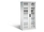 C+P Akkuladeschrank Basic mit Sichtfenster aus Acrylglas, H 1950 x B 930 x T 500 mm, Lichtgrau