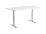Schäfer Shop Genius Konferenztisch MODENA FLEX, elektrisch höhenverstellbar, Boot, T-Fuss, B 2000 x H 645-1290 mm, lichtgrau/weissalu