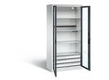 C+P Akkuladeschrank Basic mit Sichtfenster aus Acrylglas, H 1950 x B 930 x T 500 mm, Lichtgrau/Anthrazit
