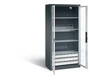 C+P Akkuladeschrank Basic mit Sichtfenster aus Acrylglas, H 1950 x B 930 x T 500 mm, Anthrazit/Lichtgrau