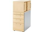 Schäfer Shop Genius Beistellcontainer mit Aufsatzschrank inkl. Schiebetür, Container & Schiebetür abschliessbar, mit Griff eckig, ahorn