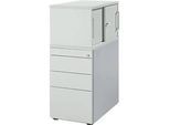 Schäfer Shop Genius Standcontainer mit Aufsatzschrank inkl. Schiebetür, komplett abschliessbar, seitliche Griffnut, lichtgrau