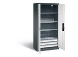 C+P Akkuladeschrank Basic mit Vollblechtüren, H 1950 x B 930 x T 500 mm, Anthrazit/Lichtgrau