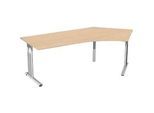 Winkelschreibtisch 135° ALICANTE, C-Fuss, Ansatz rechts, B 2166 x T 800 x H 680-820 mm, Buche-Dekor