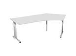 Winkelschreibtisch 135° ALICANTE, C-Fuss, Ansatz rechts, B 2166 x T 800 x H 680-820 mm, lichtgrau