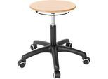 Drehhocker ASSISTENT, mit Rollen, Sitz Buche