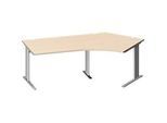 Schäfer Shop Pure Winkelschreibtisch PLANOVA BASIC, 135° Winkel rechts, C-Fuss, B 2165 x T 800/800 x H 717 mm, Ahorn/weissalu + Kabelkanal