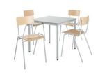 Tisch 800x800 + 4 Stapelstühle l'grau