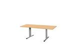 Schäfer Shop Pure Besprechungstisch Planova Basic, Rechteck, T-Fuss, B 1800 x T 800 x H 717 mm, Buche/weissaluminium RAL 9006