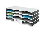 styro® Sortierstation styrodoc Standard, DIN C4, 4 Etagen/3-reihig/12 Fächer, grau/schwarz