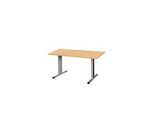 Schäfer Shop Select Besprechungstisch Planova Basic, Rechteck, T-Fuss, B 1400 x T 800 x H 717 mm, Buche/weissaluminium RAL 9006