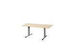 Schäfer Shop Select Besprechungstisch Planova Basic, Rechteck, T-Fuss, B 1600 x T 800 x H 717 mm, Ahorn/weissaluminium RAL 9006