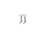 Schäfer Shop Select Besprechungstisch Planova Basic, Quadrat, T-Fuss, B 800 x T 800 x H 717 mm, lichtgrau/weissaluminium RAL 9006