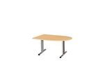 Schäfer Shop Select Besprechungstisch Planova Basic, Halbkreis, T-Fuss, B 1400 x T 1000 x H 717 mm, Buche/weissaluminium RAL 9006