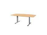 Schäfer Shop Select Besprechungstisch Planova Basic, Boot, T-Fuss, B 2000 x T 1000 x H 717 mm, Buche/weissaluminium RAL 9006