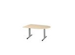 Schäfer Shop Select Besprechungstisch Planova Basic, Halbkreis, T-Fuss, B 1400 x T 1000 x H 717 mm, Ahorn/weissaluminium RAL 9006