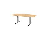 Schäfer Shop Select Besprechungstisch Planova Basic, Boot, T-Fuss, B 2000 x T 1000 x H 717 mm, Buche/weissaluminium RAL 9006
