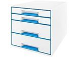 LEITZ® Schubladenbox WOW CUBE 5213, 4 Schübe, DIN A4, Polystyrol, blau