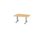 Schäfer Shop Select Besprechungstisch MODENA Basic, Tonne, T-Fuss, B 1400 x T 1000 x H 717 mm, Buche/weissaluminium RAL 9006