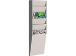 Paperflow Prospekt-Wandhalter A4 hoch 6 Fächer, grau