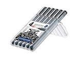 Staedtler Pigment-Liner, unterschiedliche Linienbreiten im Set, 6er-Set