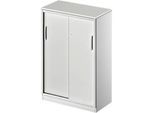 Schäfer Shop Genius Schiebetürenschrank TETRIS SOLID, 3 OH, 2 Fachböden, B 800 mm, 19 mm Abdeckplatte, lichtgrau/weissalu
