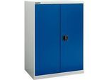 Flügeltürenschrank Schäfer Shop Select MS-i 12408, Stahlblech, B 800 x T 400 x H 1215 mm, 3 OH, Lichtgrau/Enzianblau, bis 150 kg