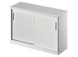 Schäfer Shop Genius Schiebetürenschrank TETRIS SOLID, 2 OH, B 1200 mm, inkl. 19 mm Abdeckplatte, lichtgrau/weissalu