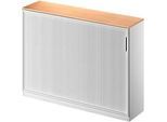 Schäfer Shop Genius Querrollladenschrank TETRIS SOLID, 3 OH, B 1600 mm, inkl. 19 mm Abdeckplatte, Buche-Dekor/weissalu/weissalu