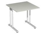 Schreibtisch PALENQUE, C-Fuss, Rechteck, B 800 x T 800 x H 680-820 mm, lichtgrau