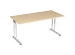 Schreibtisch PALENQUE, C-Fuss, Rechteck, B 1600 x T 800 x H 680-820 mm, Ahorn