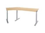 Schäfer Shop Select Winkelschreibtisch ERGO-T 2.0, 135° Winkel, Ansatz links, T-Fuss, B 2165 x T 800 x H 675-895 mm, Ahorn/weissalu