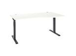 Schreibtisch ERGO-T 2.0, Freiform, Ansatz rechts, T-Fuss, B 1800 x T 1000/800 x H 675-895 mm, weiss/anthrazit