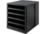 Schubladenbox SCHRANK-SET KARMA, 5 offene Schubladen, DIN A4, leichtlaufend, B 275 x T 330 x H 320 mm, schwarz