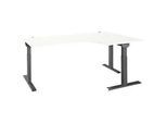 Schäfer Shop Select Winkelschreibtisch ERGO-T 2.0, 90° Winkel, Ansatz rechts, T-Fuss, B 2000 x T 1200/800 x H 675-895 mm, weiss/anthrazit