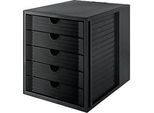 Schubladenbox SYSTEMBOX KARMA, 5 geschlossene Schubladen, DIN A4, leichtlaufend, B 274 x T 330 x H 320 mm, schwarz