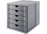Schubladenbox SYSTEMBOX KARMA, 5 geschlossene Schubladen, DIN A4, leichtlaufend, B 274 x T 330 x H 320 mm, grau