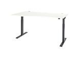 Schäfer Shop Select Schreibtisch ERGO-T 2.0, elektrisch höhenverstellbar, Freiform Ansatz links, T-Fuss, B 1800 x H 715-1205 mm, weiss/anthrazit