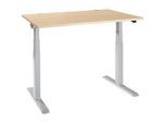 Schäfer Shop Select Schreibtisch ERGO-T 2.0, elektrisch höhenverstellbar, Rechteck, T-Fuss, B 1200 x T 800 x H 640-1300 mm, Ahorn/weissalu
