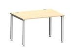 Schreibtisch MODENA FLEX, Rechteck, 4-Fuss Quadratrohr, B 1200 x T 800 x H 720-820 mm, Ahorn/weissaluminium