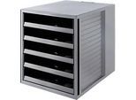 Schubladenbox SCHRANK-SET KARMA, 5 offene Schubladen, DIN A4, leichtlaufend, B 275 x T 330 x H 320 mm, grau