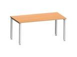 Schreibtisch MODENA FLEX, Rechteck, 4-Fuss Quadratrohr, B 1600 x T 800 x H 720-820 mm, Buche/weissaluminium