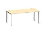 Schreibtisch MODENA FLEX, Rechteck, 4-Fuss Quadratrohr, B 1800 x T 800 x H 720-820 mm, Ahorn/weissaluminium