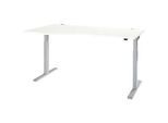 Schäfer Shop Select Schreibtisch ERGO-T 2.0, elektrisch höhenverstellbar, Freiform Ansatz links, T-Fuss, B 1800 x H 715-1205 mm, weiss/weissalu