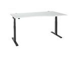 Schäfer Shop Select Schreibtisch ERGO-T 2.0, elektrisch höhenverstellbar, Freiform Ansatz rechts, T-Fuss, B 1800x H 640-1300 mm, lichtgrau/anthrazit