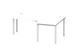 Schäfer Shop Genius Winkelschreibtisch MODENA FLEX 90°, Ansatz rechts, einseitig, verkürzte Seitenteile, 4-Fuss-Rundrohr, weiss
