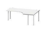 Schäfer Shop Genius Winkelschreibtisch MODENA FLEX 90°, Ansatz rechts, beidseitig, verkürzte Seitenteile, 4-Fuss-Rundrohr, lichtgrau