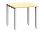 Schreibtisch MODENA FLEX, Quadrat, 4-Fuss Quadratrohr, B 800 x T 800 x H 720-820 mm, Ahorn/weissaluminium