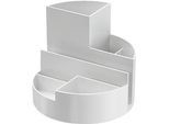 Stifteköcher MAUL MAULrundbox eco, 6 Fächer inkl. Zettel- & Brieffach, Ø 140 x H 125 mm, 90 % Recycling-Kunststoff, weiss