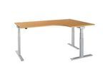 Schäfer Shop Select Winkelschreibtisch ERGO-T 2.0, elektrisch höhenverstellbar, 90° Winkel rechts, T-Fuss, B 2000 mm, Buche/weissalu
